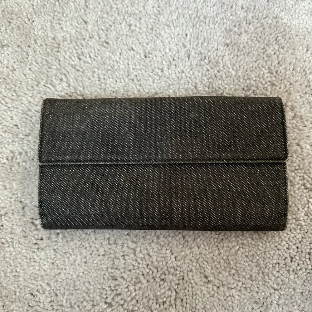 Bvlgari Bulgari logo authentic vintage long logomania in gray denim wallet - Picture 5 of 15